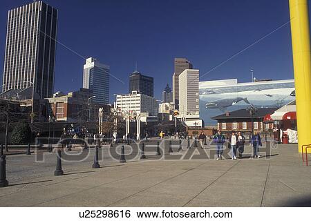 Stock Photograph -  Atlanta, GA, Georgia, Downtown skyline, Underground Atlanta. Fotosearch