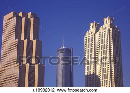 Stock Image -  Atlanta, GA, Georgia, Georgia-Pacific, 191 Peachtree Tower, Westin Peachtree Plaza, downtown, high-rise buildings. Fotosearch