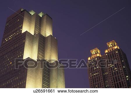 Stock Image -  Atlanta, GA, Georgia, Georgia-Pacific & 191 Peachtree Tower, downtown, high-rise buildings, evening. Fotosearch