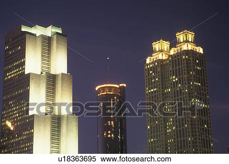 Atlanta, GA, Georgia, Georgia-Pacific, 191 Peachtree Tower, Westin Peachtree Plaza, downtown, high-rise buildings, evening View Large Photo Image Stock Photography - Atlanta, GA, Georgia, Georgia-Pacific, 191 Peachtree Tower, Westin Peachtree Plaza, downtown, high-rise buildings, evening. Fotosearch
