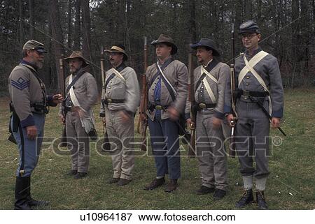 Stock Photo -  Atlanta, GA, Georgia, Georgia Stone Mountain Park, Antebellum Jubilee, Civil War Encampment, Confederate Troops, soldiers. Fotosearch