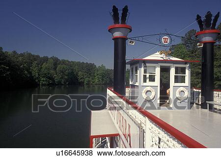 Stock Photo -  Atlanta, GA, Georgia, Georgia Stone Mountain Park, Paddle Wheel Riverboat on Stone Mountain Lake. Fotosearch
