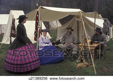 Stock Photograph -  Atlanta, GA, Georgia, Georgia Stone Mountain Park, Antebellum Jubilee, Civil War Encampment. Fotosearch