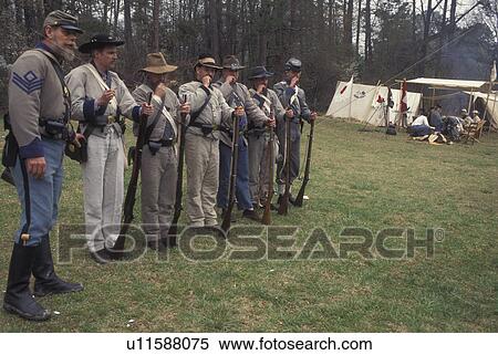 Stock Photography -  Atlanta, GA, Georgia, Georgia Stone Mountain Park, Antebellum Jubilee, Civil War Encampment, Confederate Troops, soldiers. Fotosearch