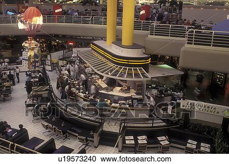 Stock Image -  Atlanta, GA, Georgia, Lenox Square Mall, interior, shopping center, Food Court, fast food, restaurants. Fotosearch
