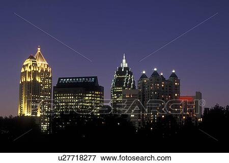 Atlanta, GA, Georgia, Piedmont Park, Midtown skyline, evening View Large Photo Image Stock Photo - Atlanta, GA, Georgia, Piedmont Park, Midtown skyline, evening. Fotosearch