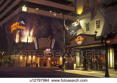 Atlanta, GA, Georgia, Planet Hollywood, Hard Rock CafT, Peachtree Street, downtown, evening View Large Photo Image Picture - Atlanta, GA, Georgia, Planet Hollywood, Hard Rock CafT, Peachtree Street, downtown, evening. Fotosearch