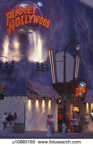 Stock Photography -  Atlanta, GA, Georgia, Planet Hollywood, Peachtree Street, downtown, evening. Fotosearch
