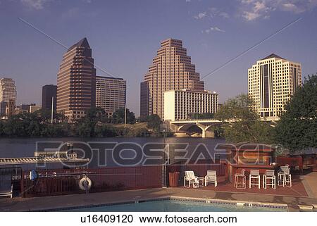 Austin, TX, Texas, Colorado River, downtown skyline from Hyatt Regency swimming pool View Large Photo Image Stock Image - Austin, TX, Texas, Colorado River, downtown skyline from Hyatt Regency swimming pool. Fotosearch