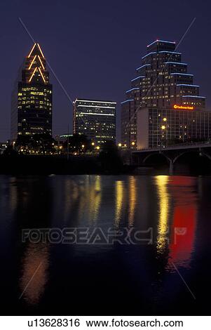 Austin, TX, Texas, Colorado River, downtown skyline, evening View Large Photo Image Stock Photograph - Austin, TX, Texas, Colorado River, downtown skyline, evening. Fotosearch