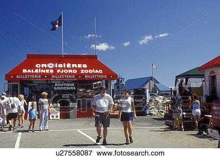 Baie-Sainte-Catherine, Canada, Quebec, Whale-watching Excursions and souvenir Kiosk in the town of Baie-Ste-Catherine along the St. Lawrence River. View Large Photo Image Stock Photo - Baie-Sainte-Catherine, Canada, Quebec, Whale-watching Excursions and souvenir Kiosk in the town of Baie-Ste-Catherine along the St. Lawrence River.. Fotosearch