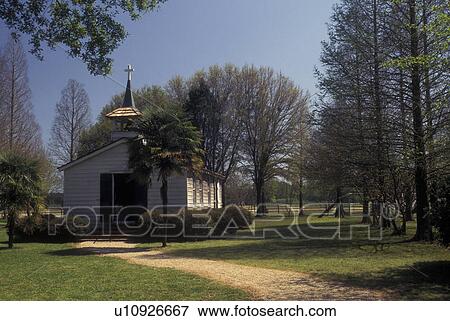 Stock Photo -  Baton Rouge, LA, Louisiana, Louisiana State University Rural Life Museum, The Church. Fotosearch