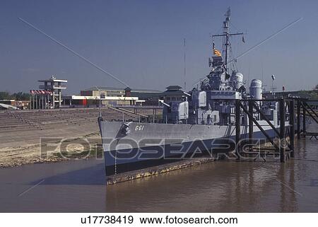 Stock Photo -  Baton Rouge, LA, Louisiana, Mississippi River, USS Kid at Louisiana Naval War Memorial, World War II Destroyer. Fotosearch