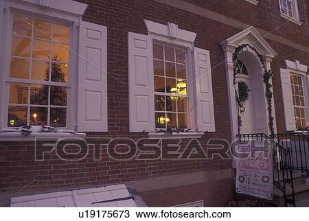 Stock Image -  Bethlehem, PA, Pennsylvania, Christmas City downtown, evening. Fotosearch