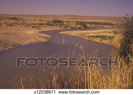 Stock Image -  Big Bend National Park, TX, Texas, Rio Grande (River) near Rio Grande Village. Fotosearch