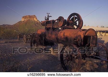 Big Bend National Park, TX, Texas, Cerro Castellan, Historic Village, old machinery View Large Photo Image Stock Photography -  Big Bend National Park, TX, Texas, Cerro Castellan, Historic Village, old machinery. Fotosearch