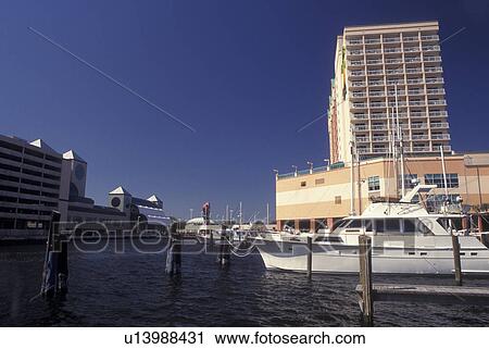 Stock Image -  Biloxi, MS, Mississippi, Gulf of Mexico, Boats docked at Isle of Capri Casino Marina. Fotosearch