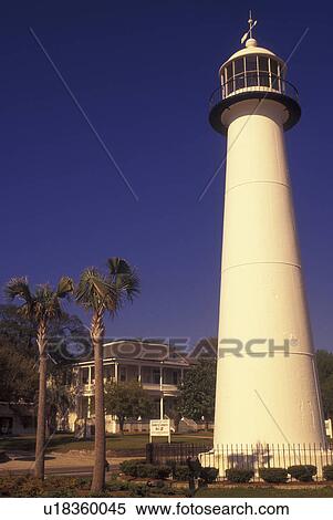 Biloxi, MS, Mississippi, Gulf of Mexico, The Old Biloxi Lighthouse View Large Photo Image Stock Photography - Biloxi, MS, Mississippi, Gulf of Mexico, The Old Biloxi Lighthouse. Fotosearch