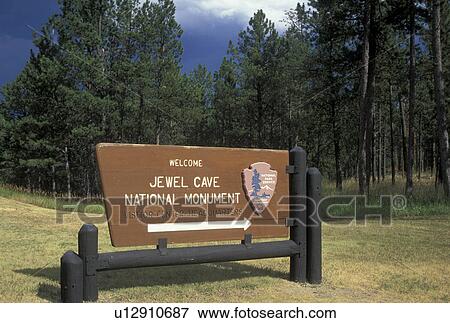 Black Hills National Forest, SD, South Dakota, Jewel Cave National Monument, entrance sign View Large Photo Image Stock Photo - Black Hills National Forest, SD, South Dakota, Jewel Cave National Monument, entrance sign. Fotosearch