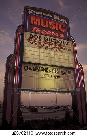 Stock Image -  Branson, MO, Missouri, Branson Mall Music Theatre, evening. Fotosearch