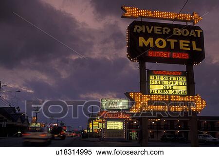 Stock Photography -  Branson, MO, Missouri, The Strip along 76 Country Boulevard in the evening. Fotosearch