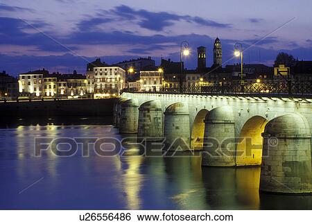 bridge, Macon, France, Burgundy, Saone-et-Loire, Bourgogne, Europe, wine region, The 11th century Pont de St-Laurent spans the Saone River in the city of Macon in the evening. View Large Photo Image Stock Photograph - bridge, Macon, France, Burgundy, Saone-et-Loire, Bourgogne, Europe, wine region, The 11th century Pont de St-Laurent spans the Saone River in the city of Macon in the evening.. Fotosearch