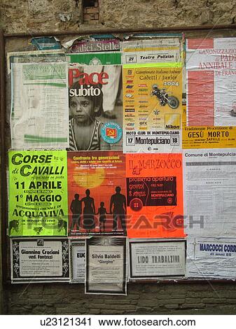 bulletin board, Tuscany, Italy, Montepulciano, Toscana, Europe, Bulletin board on the wall of a building in the town of Montepulciano. View Large Photo Image Stock Image - bulletin board, Tuscany, Italy, Montepulciano, Toscana, Europe, Bulletin board on the wall of a building in the town of Montepulciano.. Fotosearch