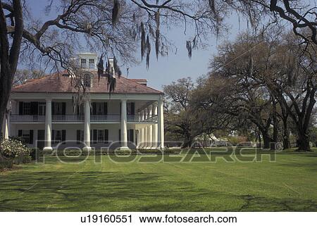 Stock Image -  Burnside, LA, Louisiana, Houmas House Plantation & Gardens, Greek Revival mansion. Fotosearch