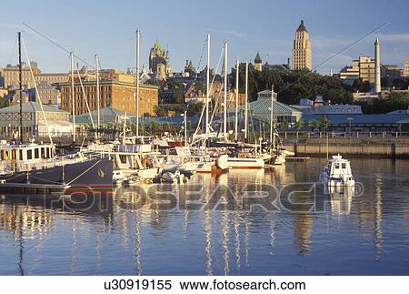 Canada, Quebec City, Quebec, Downtown skyline of Quebec City from the marina in the harbor. View Large Photo Image Stock Photography - Canada, Quebec City, Quebec, Downtown skyline of Quebec City from the marina in the harbor.. Fotosearch