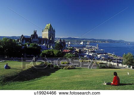 Canada, Quebec City, Quebec, View of Chateau Frontenac and Vieux Port (Old Port) along the St. Lawrence River (Fleuve Saint-Laurent) in Vieux Quebec (Old Quebec) from the Citadel. View Large Photo Image Stock Photograph - Canada, Quebec City, Quebec, View of Chateau Frontenac and Vieux Port (Old Port) along the St. Lawrence River (Fleuve Saint-Laurent) in Vieux Quebec (Old Quebec) from the Citadel.. Fotosearch