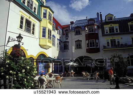 Stock Image -  Canada, Quebec, Laurentians, Mount Tremblant, Tremblant Resort Village in the Laurentian Mountains.. Fotosearch