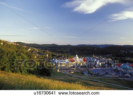 Canada, Quebec, Laurentians, Mount Tremblant, Scenic view of the Tremblant Resort in the Laurentian Mountains. View Large Photo Image Stock Image - Canada, Quebec, Laurentians, Mount Tremblant, Scenic view of the Tremblant Resort in the Laurentian Mountains.. Fotosearch