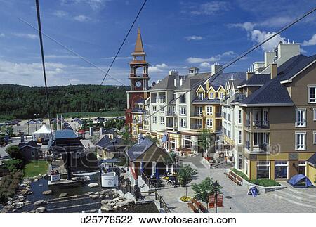 Canada, Quebec, Laurentians, Mount Tremblant, Tremblant Resort Village from the aerial tramway in the Laurentian Mountains. View Large Photo Image Stock Image - Canada, Quebec, Laurentians, Mount Tremblant, Tremblant Resort Village from the aerial tramway in the Laurentian Mountains.. Fotosearch