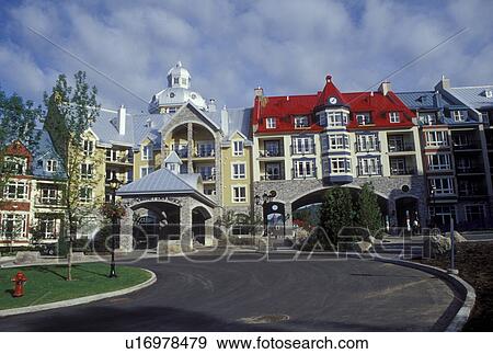 Canada, Quebec, Laurentians, Mount Tremblant, Tremblant Resort Village in the Laurentian Mountains. View Large Photo Image Stock Photo - Canada, Quebec, Laurentians, Mount Tremblant, Tremblant Resort Village in the Laurentian Mountains.. Fotosearch