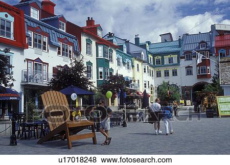 Stock Photo -  Canada, Quebec, Laurentians, Mount Tremblant, Tremblant Resort Village in the Laurentian Mountains.. Fotosearch