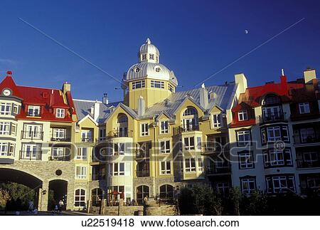 Canada, Quebec, Laurentians, Mount Tremblant, Tremblant Resort Village in the Laurentian Mountains. View Large Photo Image Stock Photo - Canada, Quebec, Laurentians, Mount Tremblant, Tremblant Resort Village in the Laurentian Mountains.. Fotosearch