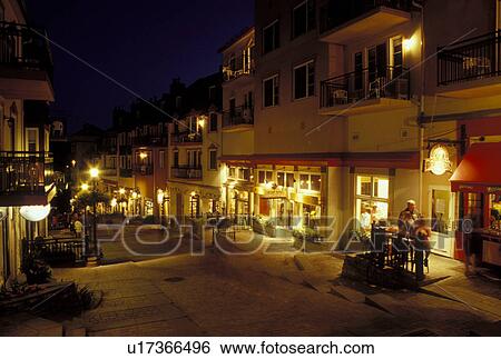 Canada, Quebec, Laurentians, Mount Tremblant, Tremblant Resort Village at night in the Laurentian Mountains. View Large Photo Image Stock Photograph - Canada, Quebec, Laurentians, Mount Tremblant, Tremblant Resort Village at night in the Laurentian Mountains.. Fotosearch