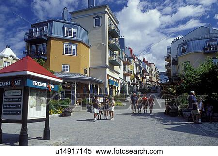 Stock Photography -  Canada, Quebec, Laurentians, Mount Tremblant, Tremblant Resort Village in the Laurentian Mountains.. Fotosearch