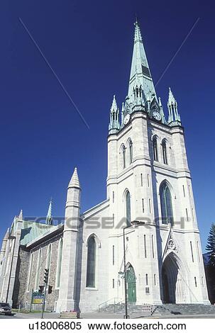 Canada, Trois Rivieres, Quebec, Neo-Gothic style Cathedrale de L'Assumption in the town of Trois Rivieres. View Large Photo Image Stock Photography - Canada, Trois Rivieres, Quebec, Neo-Gothic style Cathedrale de L'Assumption in the town of Trois Rivieres.. Fotosearch