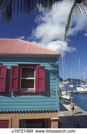 Stock Photo -  Caribbean, Tortola, West End, British Virgin Islands, BVI, Sopers Hole Marina and shopping wharf at Frenchman's Cay on the island of Tortola.. Fotosearch