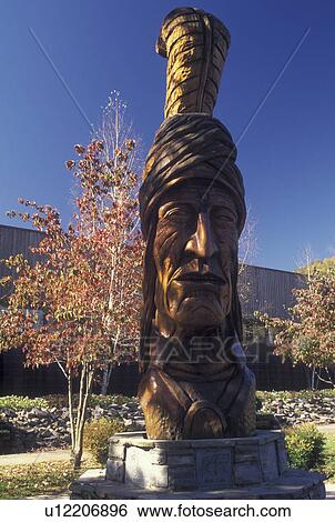 Cherokee, NC, North Carolina, Wooden sculpture of Native American Indian at the Museum of the Cherokee Indian View Large Photo Image Stock Photograph - Cherokee, NC, North Carolina, Wooden sculpture of Native American Indian at the Museum of the Cherokee Indian. Fotosearch