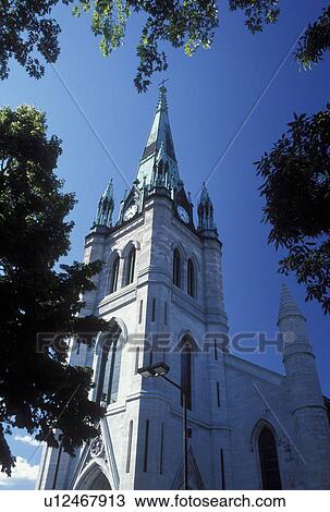 church, Canada, Trois Rivieres, Quebec, Neo-Gothic style Cathedrale de L'Assumption in the town of Trois Rivieres. View Large Photo Image Stock Image - church, Canada, Trois Rivieres, Quebec, Neo-Gothic style Cathedrale de L'Assumption in the town of Trois Rivieres.. Fotosearch
