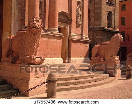 church, Emilia-Romagna, Italy, Reggio nell'Emilia, Europe, Red marble lion statues guard the15th-century Chiesa di San Prospero in the town of Reggio Emilia. View Large Photo Image Stock Photograph - church, Emilia-Romagna, Italy, Reggio nell'Emilia, Europe, Red marble lion statues guard the15th-century Chiesa di San Prospero in the town of Reggio Emilia.. Fotosearch