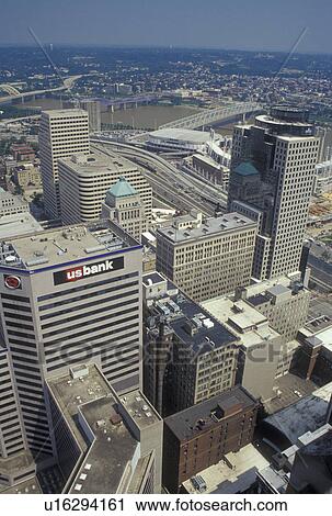 Cincinnati, OH, Ohio, Aerial view of downtown Cincinnati from Carew Tower View Large Photo Image Stock Image - Cincinnati, OH, Ohio, Aerial view of downtown Cincinnati from Carew Tower. Fotosearch