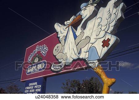 Stock Photo -  Cleveland, GA, Georgia, Babyland General Hospital, sign, Home of the Cabbage Patch Kids, toys, dolls. Fotosearch