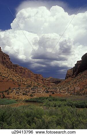 Stock Photograph -  CO, Colorado, Gateway, Unaweep-Tabeguache Scenic Byway, Dolores River Canyon, rock formations. Fotosearch