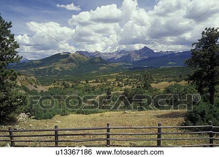 Stock Photograph -  CO, Colorado, San Juan National Forest, San Juan Mountains, Mount Sneffels Wilderness, San Juan Skyway. Fotosearch