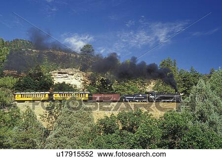 Stock Image -  Colorado, Rockwood, CO, The Durango and Silverton Narrow Gauge Railroad, train . Fotosearch