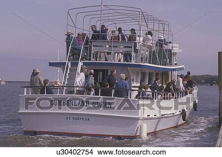 Picture -  Cumberland Island National Seashore, GA, Golden Isles, barrier island, Georgia, St. Marys River, Cumberland Queen, passenger ferry. Fotosearch