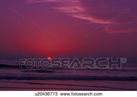 Stock Image -  Cumberland Island National Seashore, GA, Golden Isles, barrier island, Georgia, beach, ocean, sunrise. Fotosearch